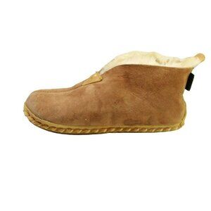 LL Bean Brown Suede Wicked Good Shearling Lined Slipper Ankle Boots Size 8 M